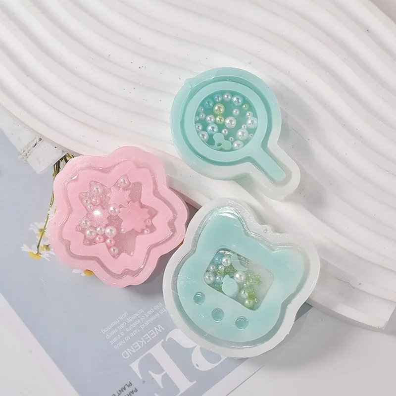 Sáng Bóng Silicon Bóng Trang Trí Khuôn Móng Vuốt Trang Trí Móc Khóa Khuôn DIY Mặt Dây Chuyền Hoa Nhựa Dính Thủ Công Khuôn