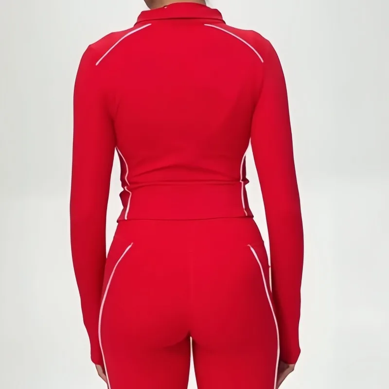

Women's Contrasting Yoga Clothes Slim Fit Windproof High Elasticity Breathable Zipper Fitness Jacket Outdoor Running Sportswear