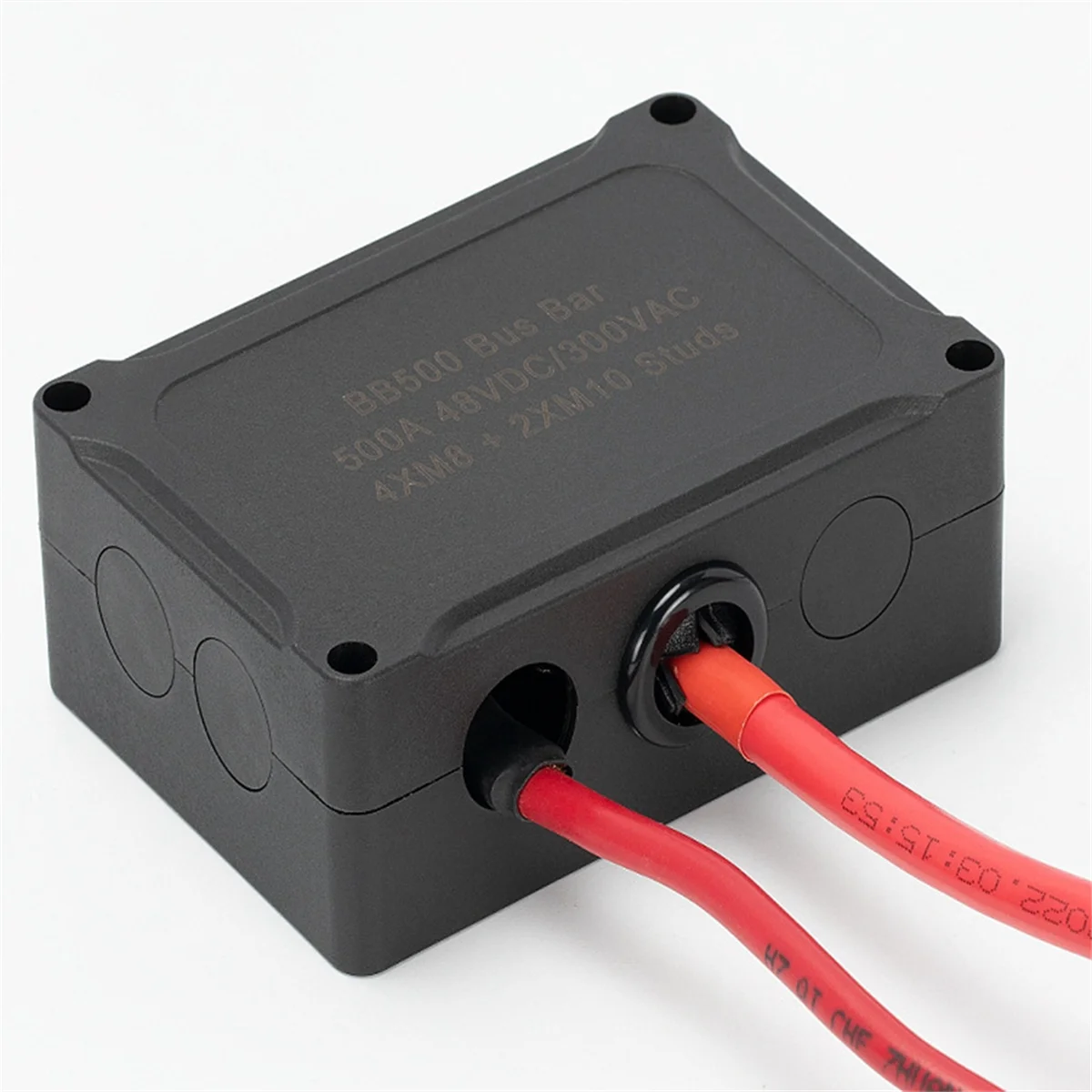 500A Marine Busbar 48V Automotive Distribution Block High Current 6 Studs with Red Black Cover Yacht Auto Junction Box