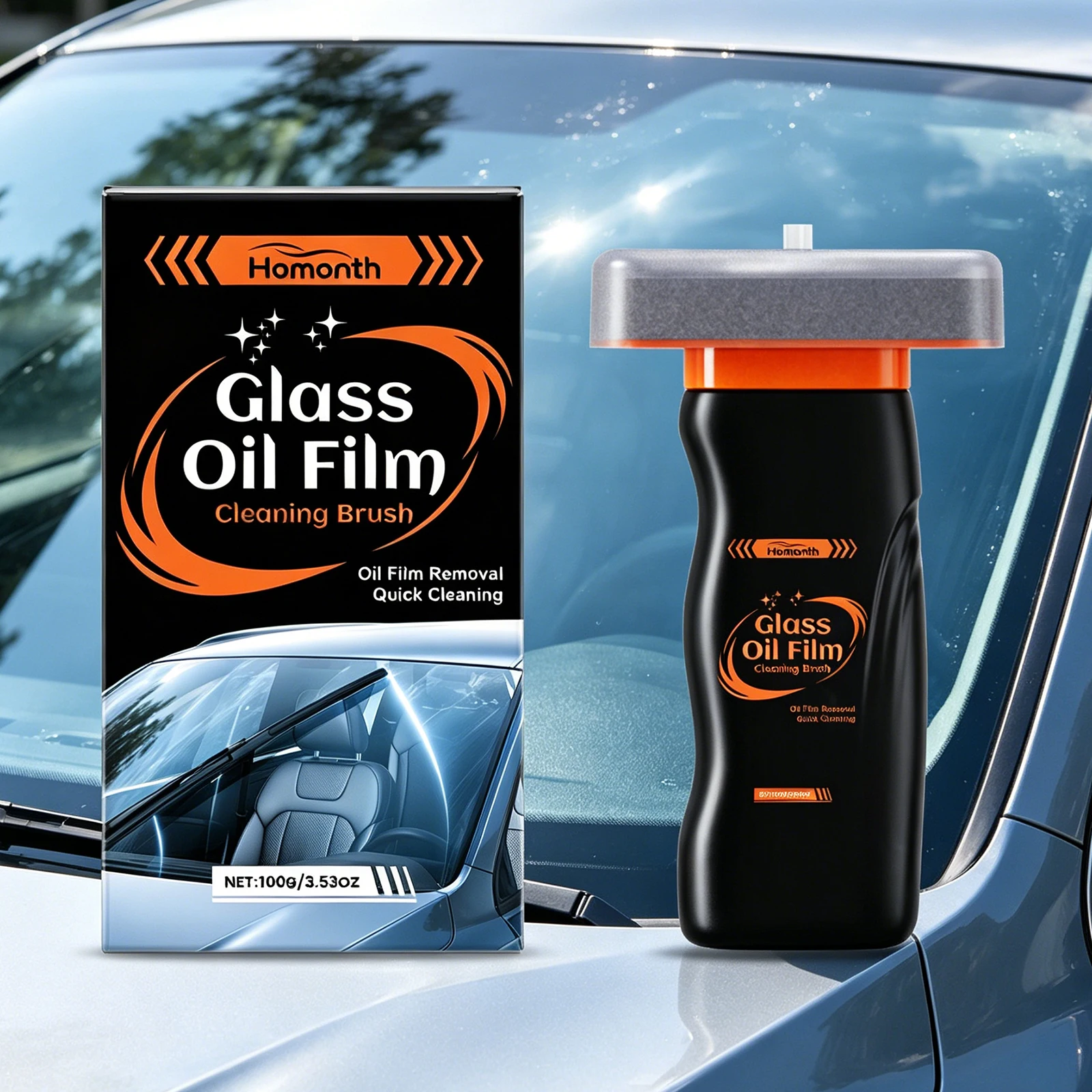 Car Glass Cleaner Oil Film Remover Anti Fog Spray Rainproof Coating Water Spot Remover For Windshield Windows Fast Cleaning