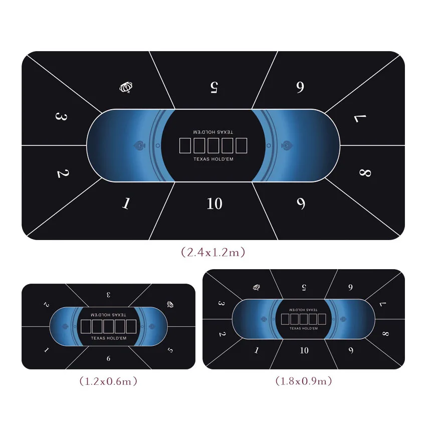 

1.2 x 0.6cm/1.8 x 0.9cm/2.4x1.2cm Poker Mat, Texas Hold'em Table Mat, Egg Table Mat, Baccarat Special Wear resistant Chip Mat