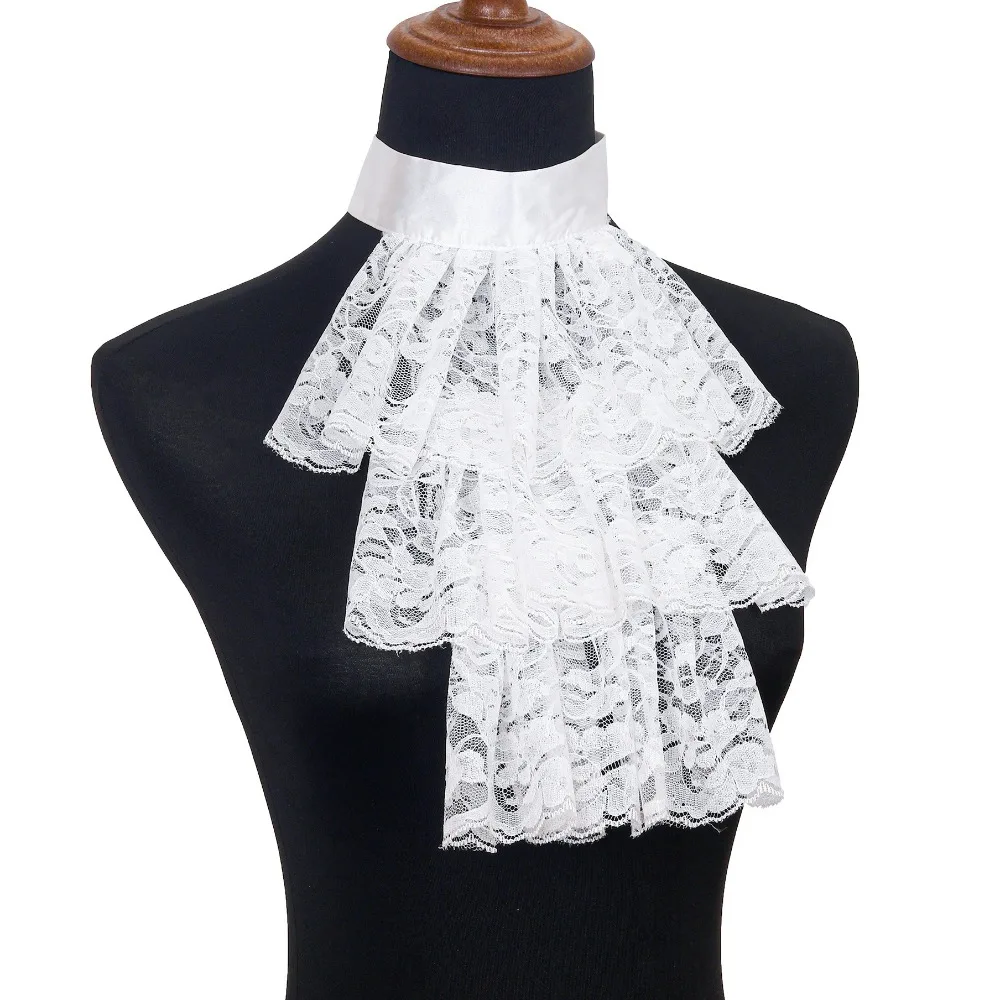 Fashion Victorian Lace Jabot Collar Detachable Solid Color Ralph Collar Wrist Cuffs Sleeves Stage Performance Costume Accessory view 3