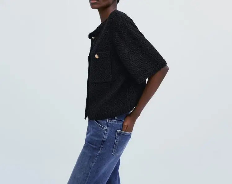 

Casual Knitted ort Sve Open Cardigan Faion Outerwear Top with ket Autumn New Arrival Street Sle Pure Color TR B...