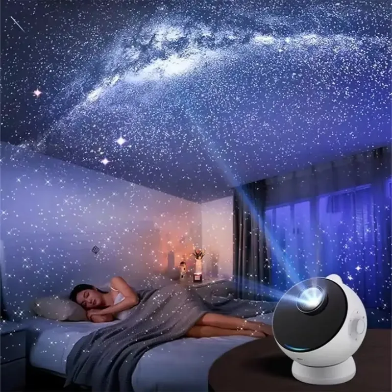 360 rotatable romantic star projection light, high definition focusing wireless star projector night light with BT speaker
