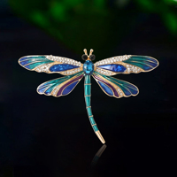 Fashion Rhinestone Dragonfly Pins for Women Unisex Glass Insect Brooches Event Funny Luxury Gifts New Year Friends Decoration