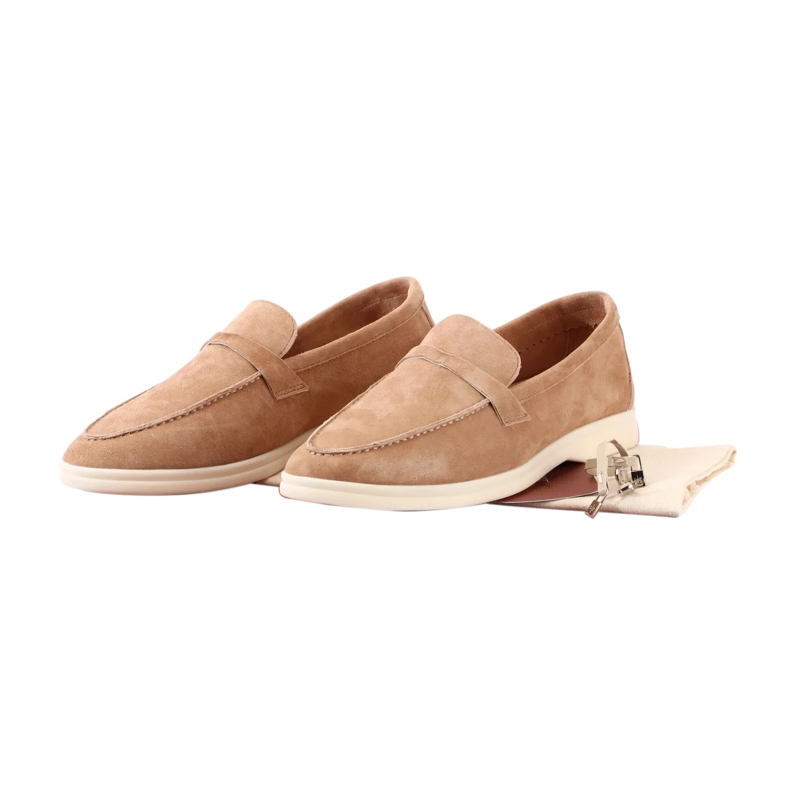 

Women Suede Loafers Shoes Spring Autumn Fashion Causal Moccasin Leather Metal Pendant Flat Lazy Slipon Mules Shoes