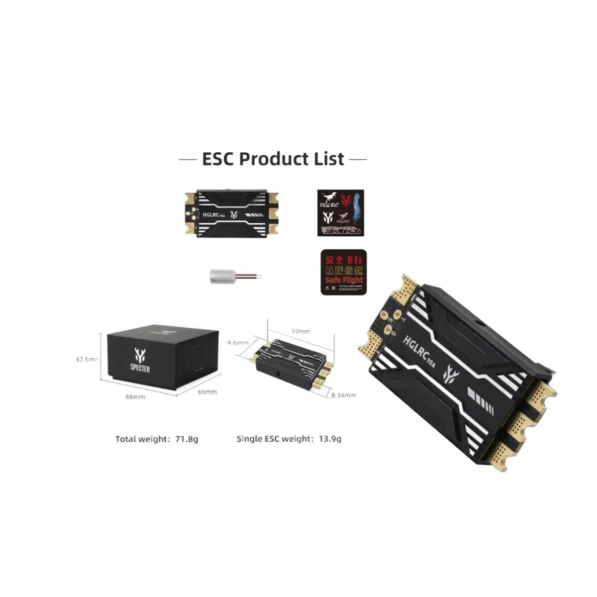 SmCpHGLRC SPECTER 90A ESC BL32 Supported Dual MOS Telemetry 2-8S - RC FPV Drone ESC For Movie-level X8/X4/XCLASS