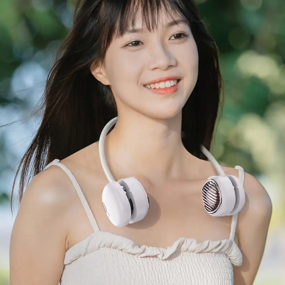 مروحة رقبة معلقة بدون أوراق شاشة ديجيتال 5 سرعات تدفق هواء قوي 360 درجة قابلة لإعادة الشحن مروحة محمولة كسولة بشريط حول الرقبة