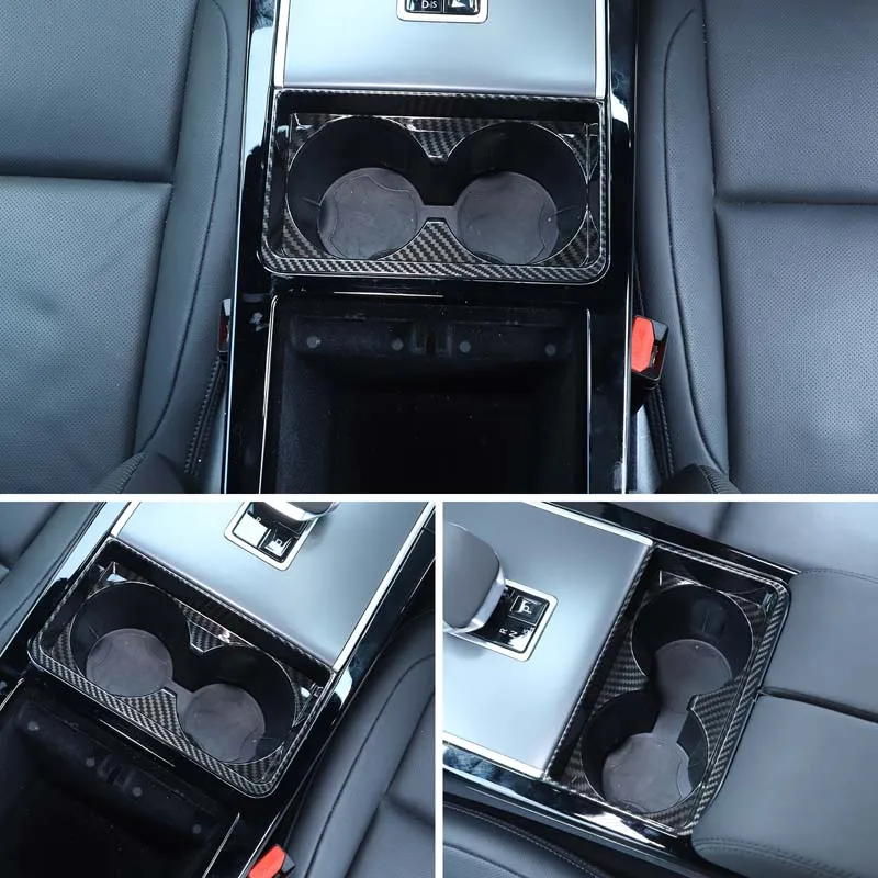 

For Land Rover Range Rover Velar/Evoque 2024+ Car central control water cup decorative frame ABS carbon fiber pattern accessorie