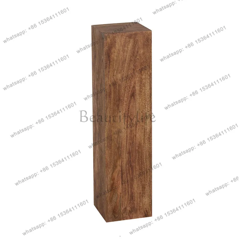 yj21 Wabi Sansan retro square solid wood pier flower stand base log stump floor ornament