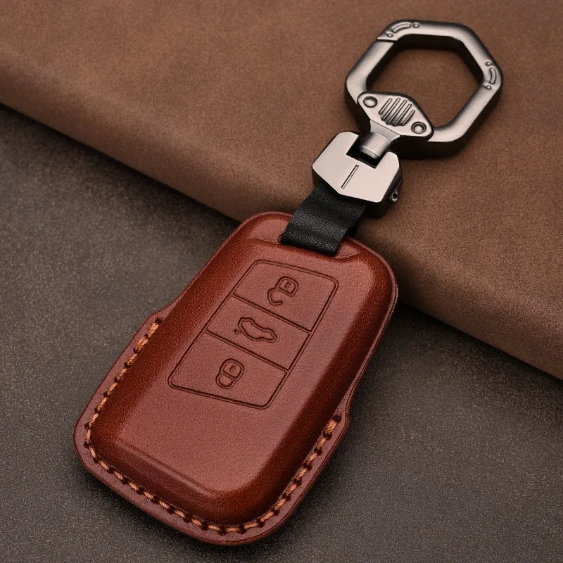 Genuine Leather Protector for Volkswagen Vw Golf 7 Mk7 Tiguan Touran T-Roc for Skoda Octaviaa7 Kodiaq Rs Seat Key Case Cover Fob