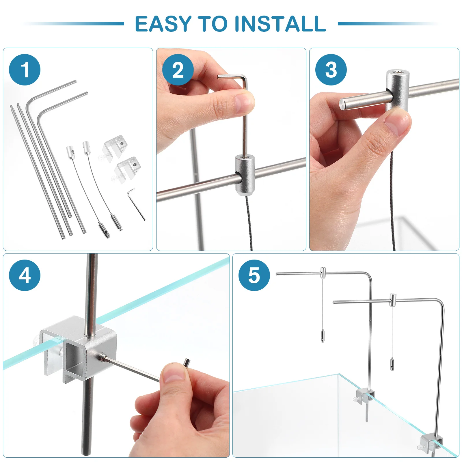 Estante de luz para pecera, soporte de iluminación para plantas acuáticas, soporte colgante para pecera, colgador de luz ajustable, accesorio de herramienta de alimentación para peces