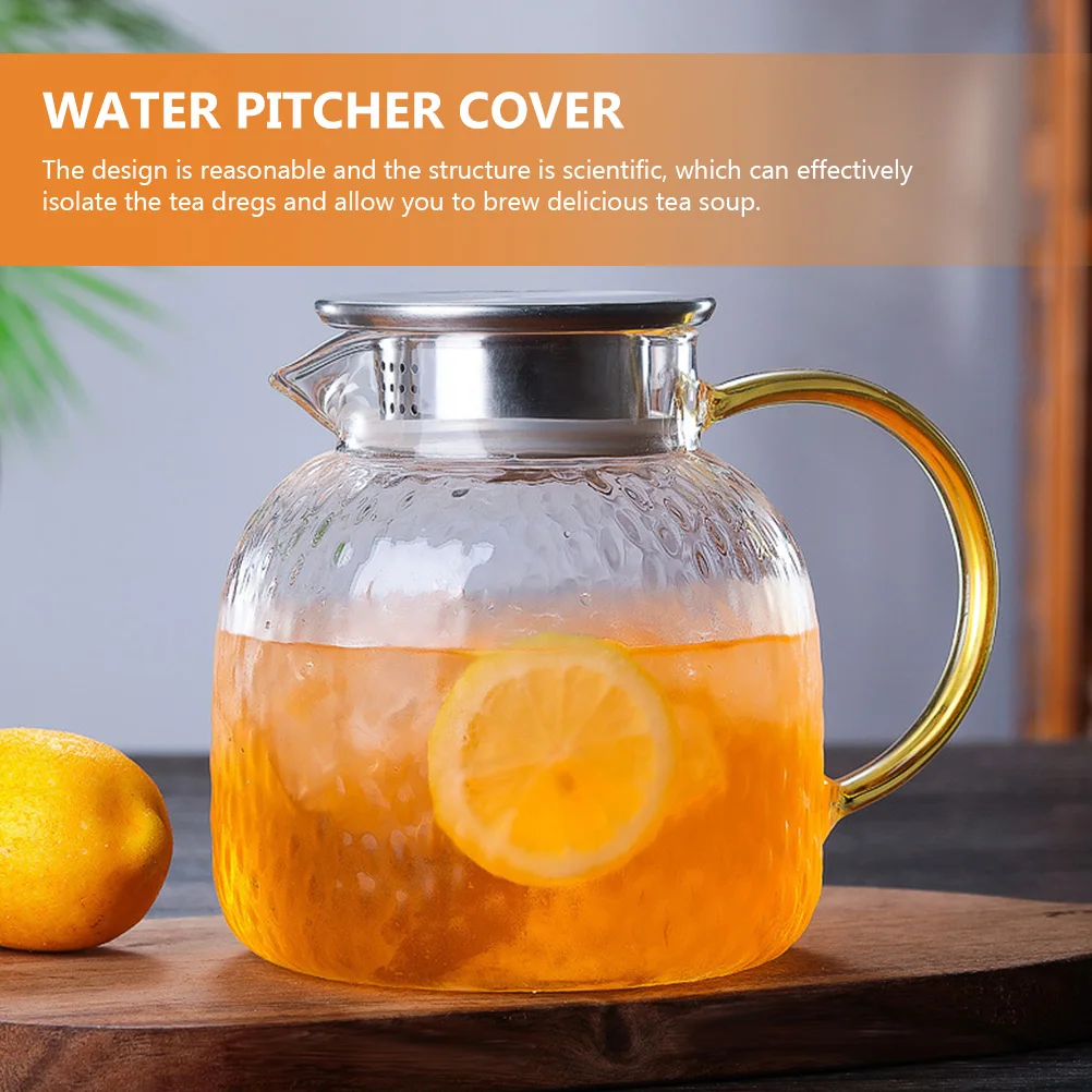 

2pcs Stainless Steel Pitcher Lid Water Pot Cover Filter Design Tea Strainer Residue Free Brewing Easy Cleaning Long