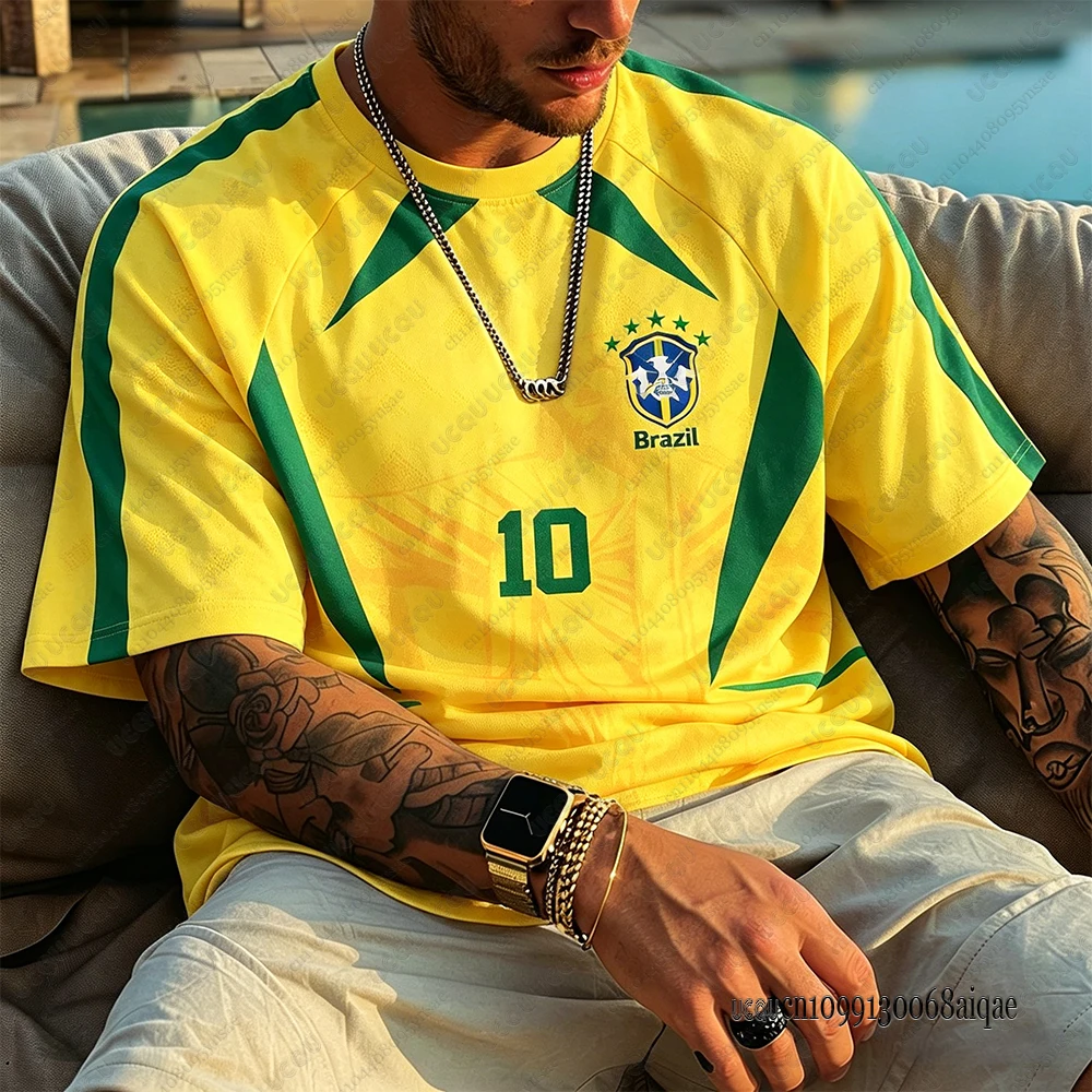Summer New Brazil Football Jerseys For Men 2026 World Football Match Sports Tshirts Mesh Breathable Tees Fans Gifts Man Clothing