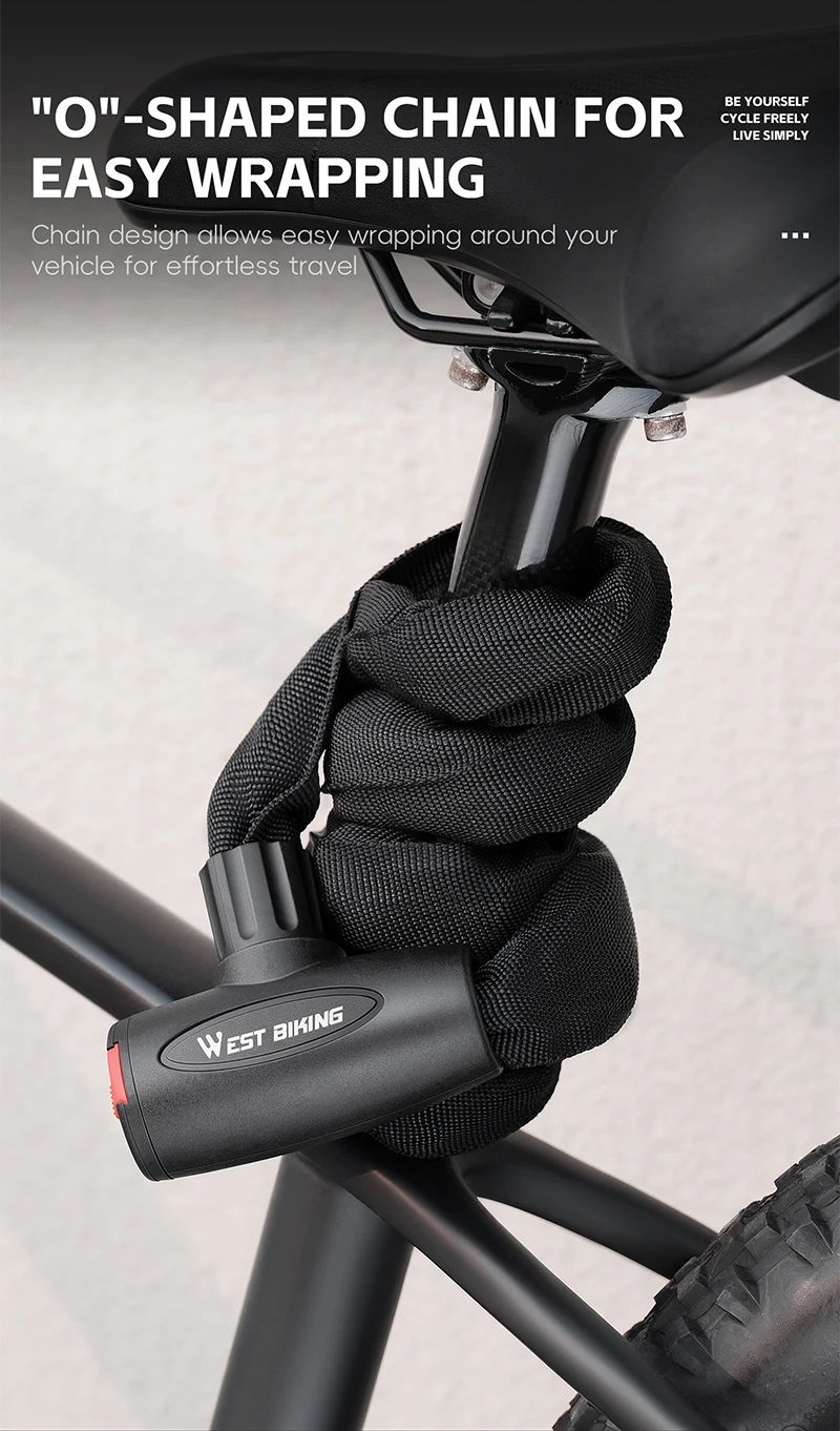 WEST RADFAHREN Fahrrad Anti-Diebstahl-Kettenschloss Hartstahllegierung Langlebiges kräftiges Schloss für MTB Fahrrad Motorrad Roller Radfahren Zubehör – Detail 15