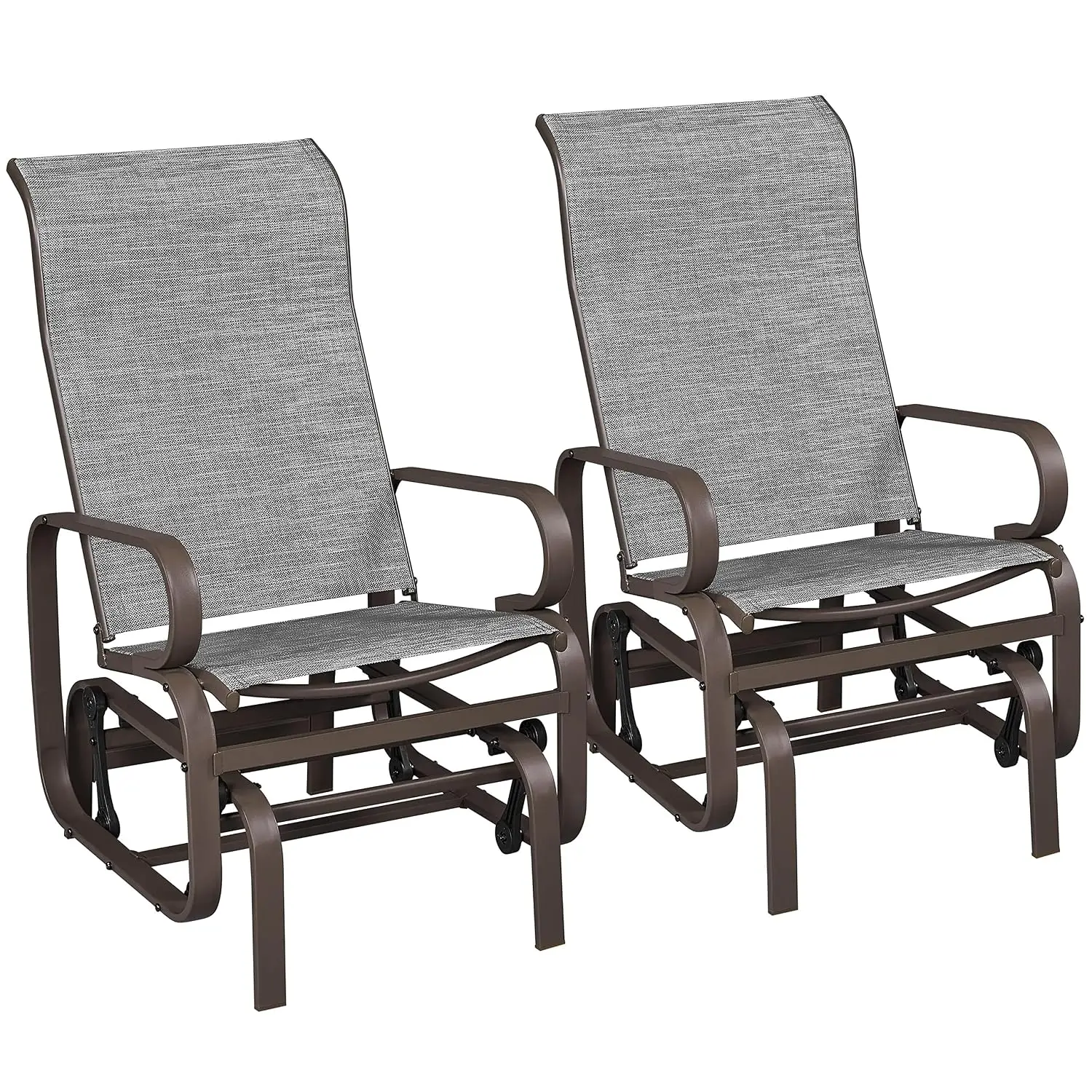 Outdoor Rocking Chair Patio Glider with Sling Seat Set of 2,Gray, Customized