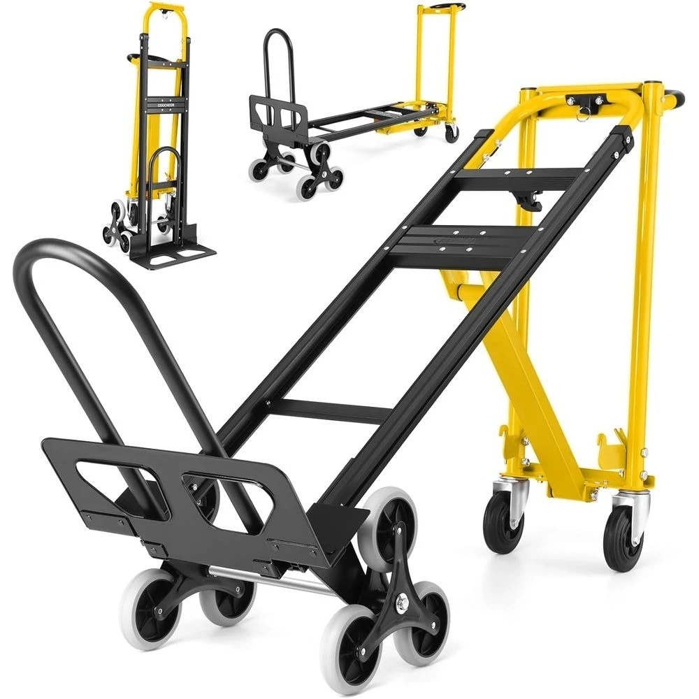 

Industrial-Grade 4-in-1 Convertible Hand Truck Dolly, 1000 lbs Capacity, Yellow