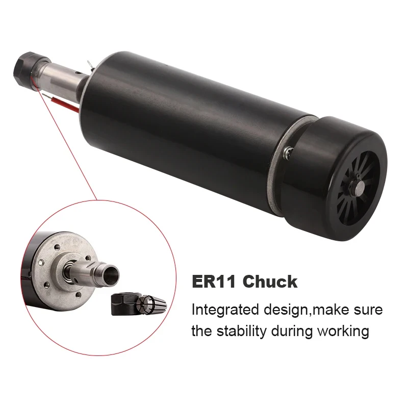 0.5kw 500W Air Cooled CNC Spindle Motor with ER11 Chuck 52mm Clamps Power Supply Speed Governor for Engraving Tools