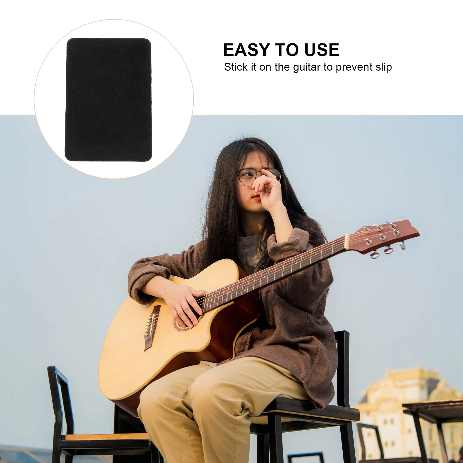 

1pc Pipa Non-slip Mat Music Instrument Anti-skid Pad Cattlehide Material Small Size Easy Storage Long-lasting Dirt-resistant