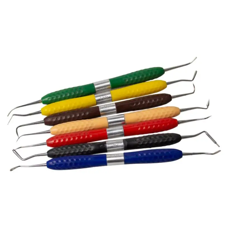 7pcs/set Dental Plastic Dresser Aesthetic Restoration Kit Composite Placement Instruments Resin Filler Spatula Silicone Handle