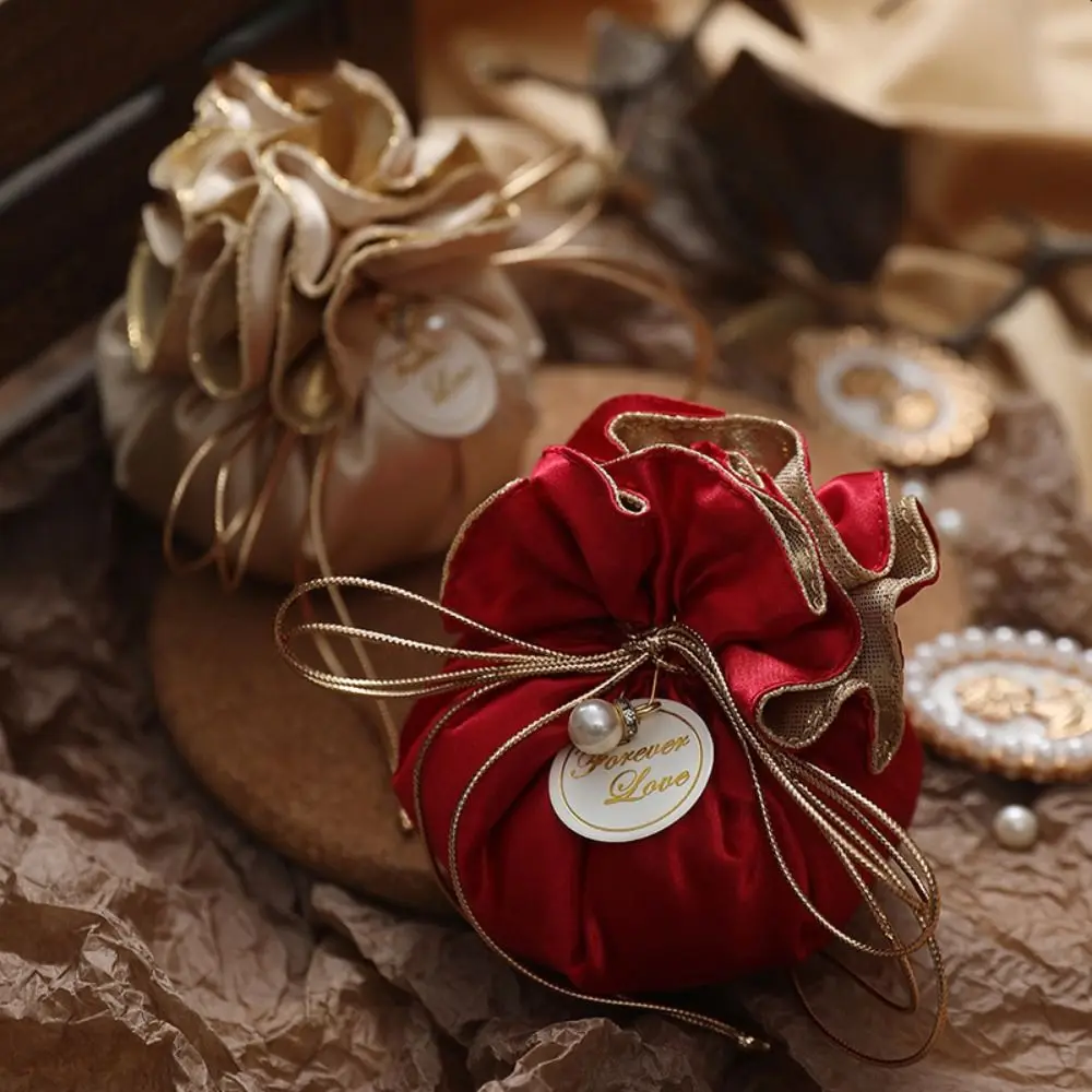 4Pcs Mini Portable Candy Packaging Bags Exquisite Chinese Style Drawstring Bag Creative Light Luxury Gifts Wrapping Box Festival