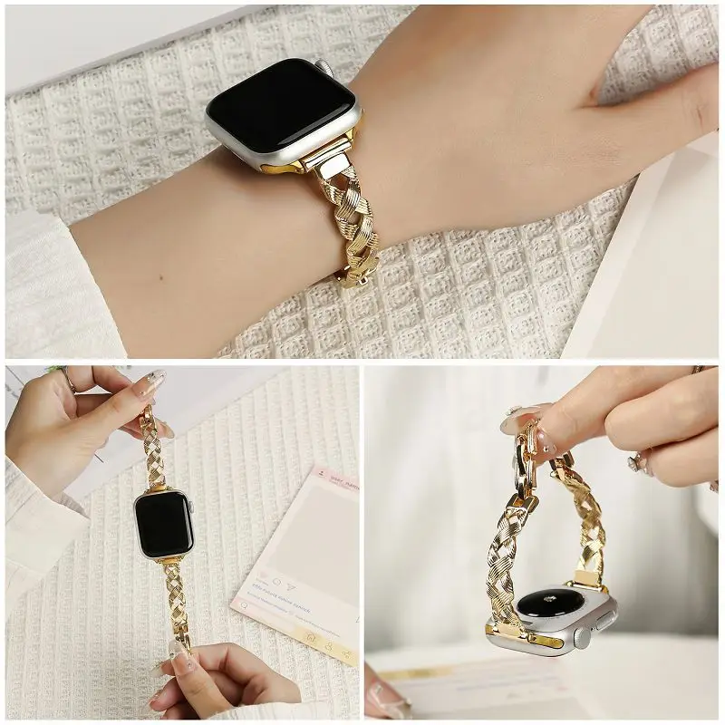 Correa de pulsera de Metal de acero inoxidable para Apple Watch 41mm 42mm 44mm 45mm 46mm 49mm iWatch Series 11 10 9 8 7 6 5 SE Ultra