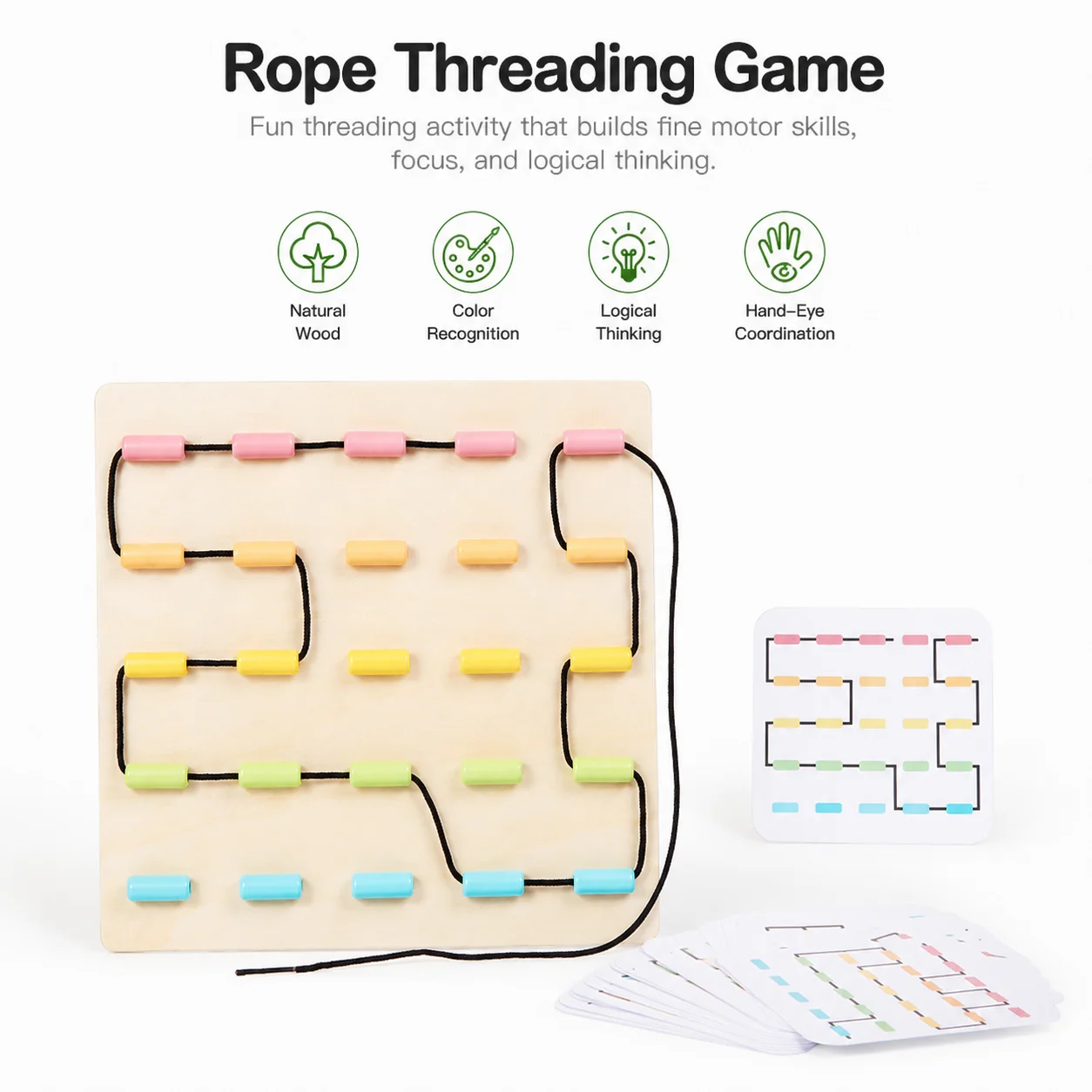 Fun and educational rope toy, hand-eye coordination training, baby early education enlightenment game 3+