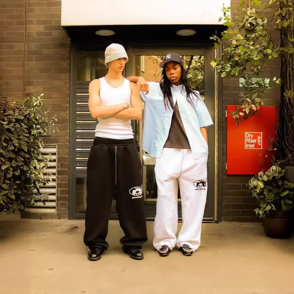 

Модные мужские повседневные брюки с вышивкой Y2K, брюки-карго для бега, широкие спортивные штаны, трендовая винтажная уличная одежда, спортивная одежда для мужчин и женщин