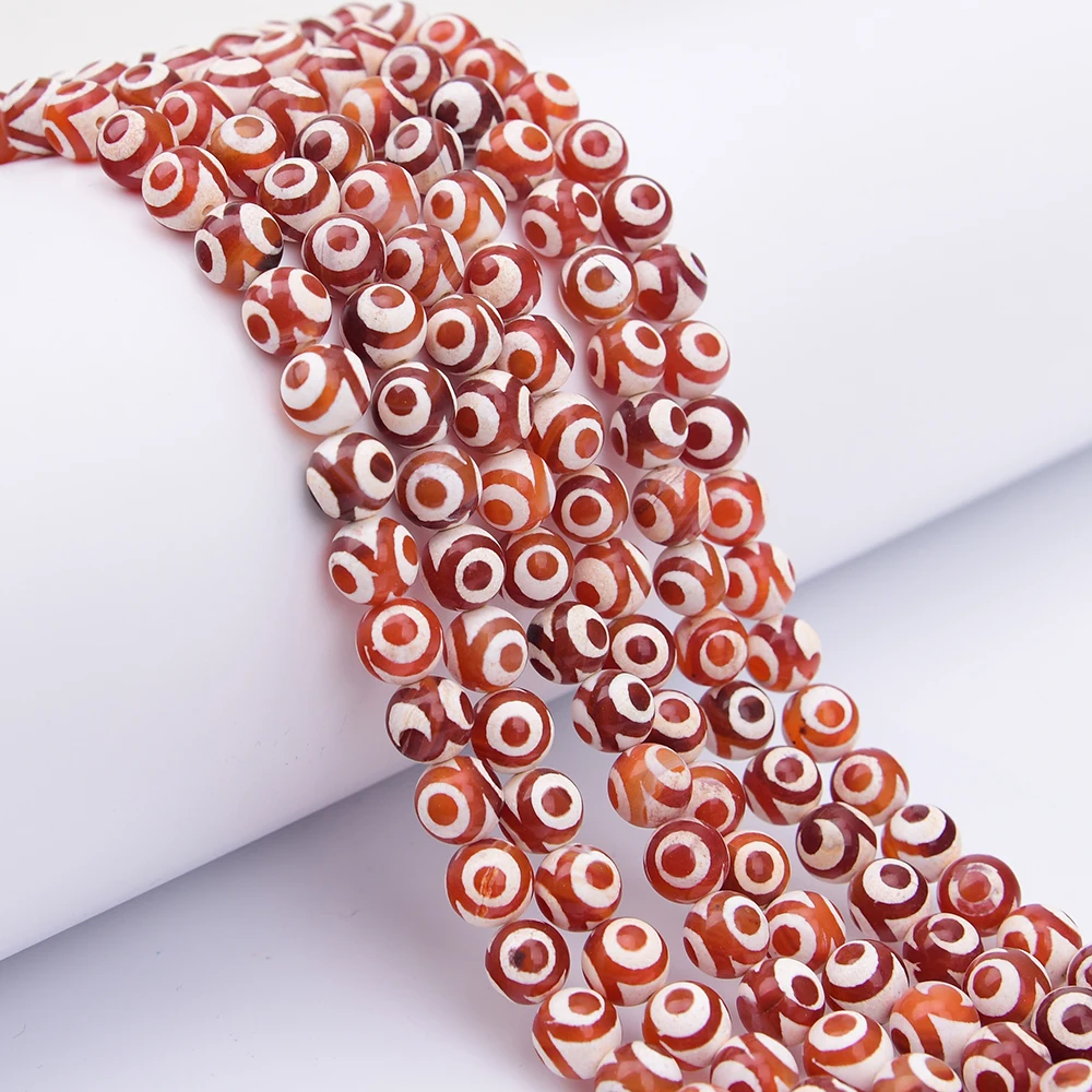 

APDGG 10mm 2 Strands Natural Mix Color Red Agate Stone Round Loose Beads Jewelry DIY