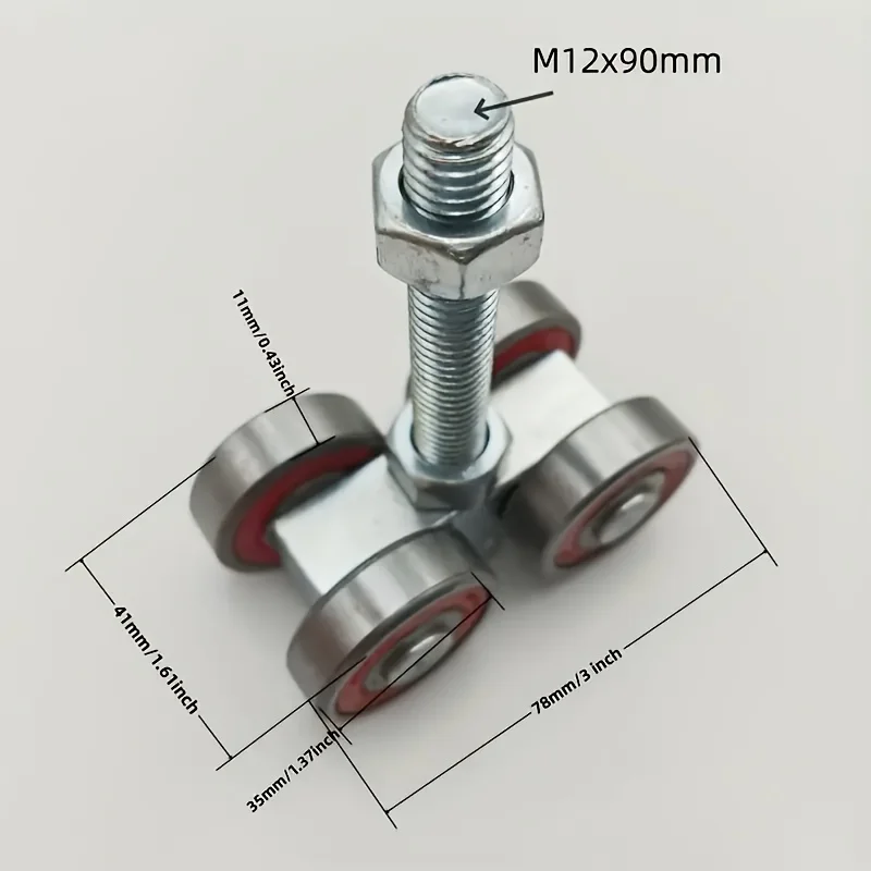 1pc Heavy-Duty Sliding Barn Door Roller - 4-Wheel Metal Crane Matte Surface Double-Wheel Track Holder for Smooth Sliding