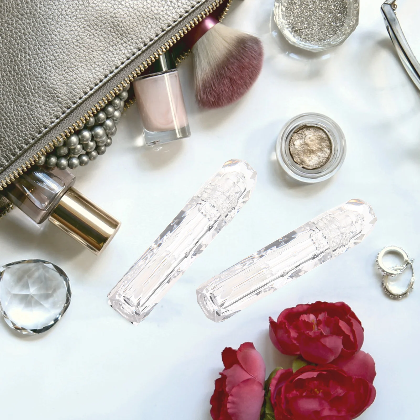 Tubes de brillant à lèvres transparents, conteneurs rechargeables avec brosse applicateur, supports de brillant à lèvres portables anti-fuite pour le maquillage, 4 pièces