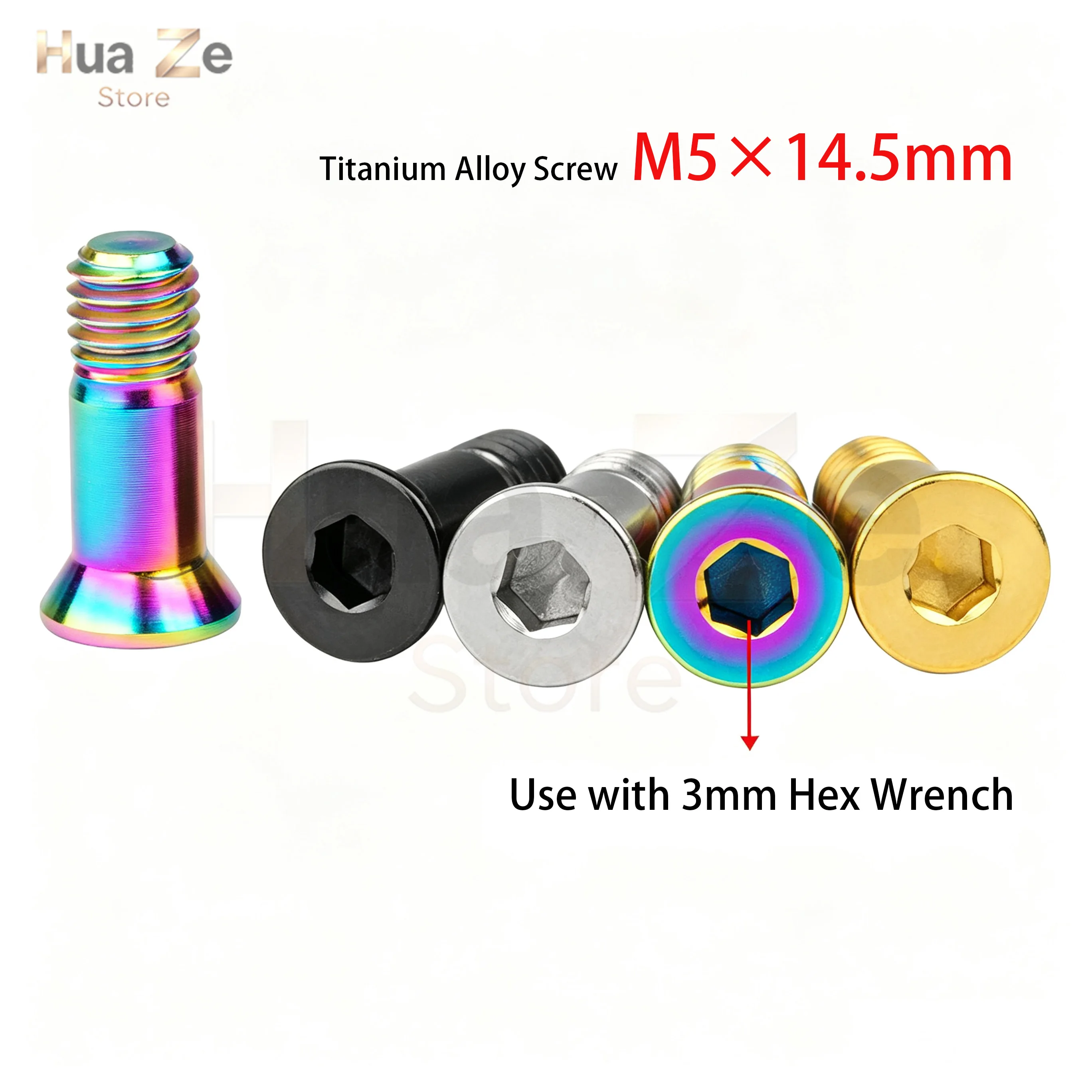 TC4 Titanium Alloy M5x14.5mm Inner Hex Rear Derailleur Jockey Wheel Screw,Guide Pulley Fixing Bolt,4 Colors