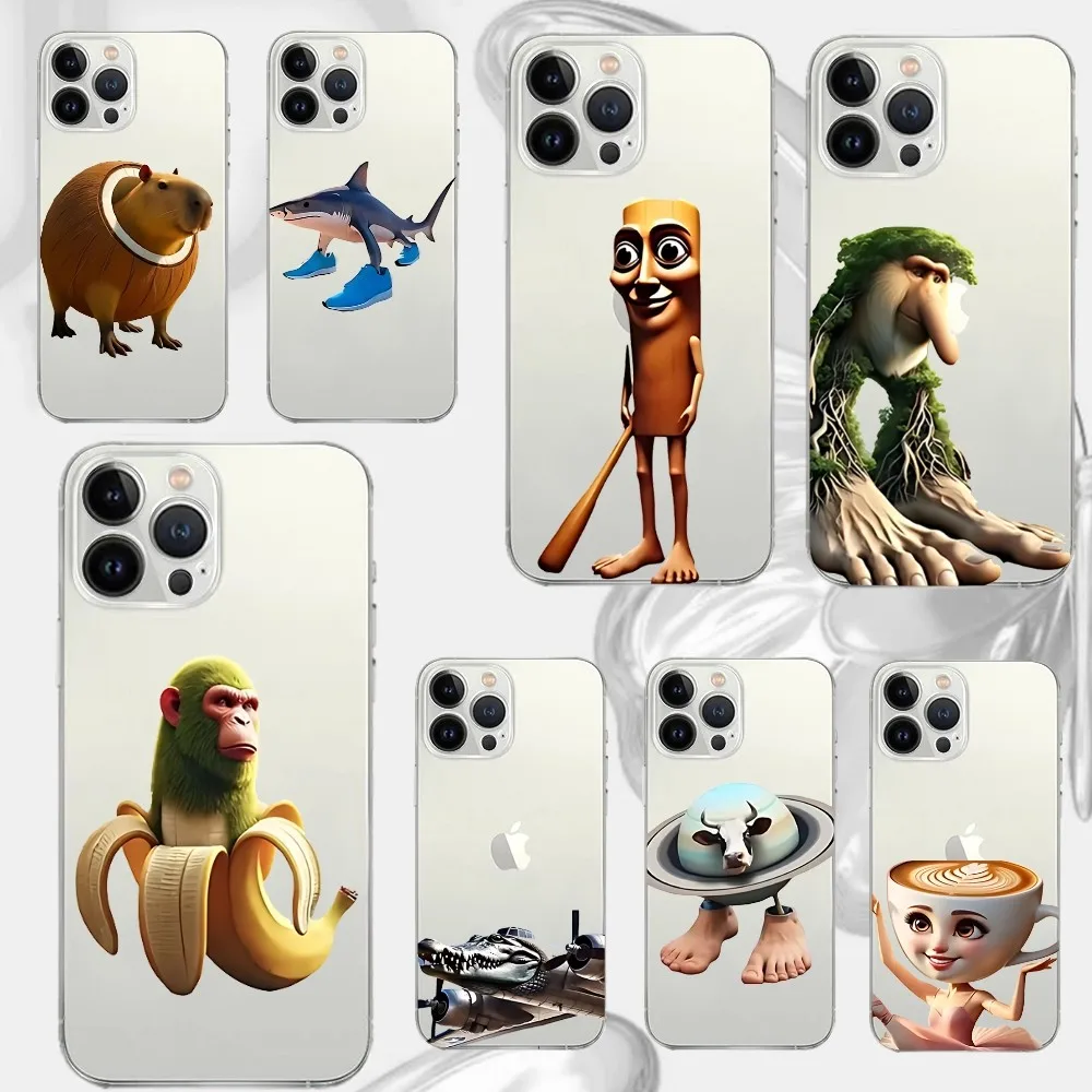 

Funny Tung Tung Sahur Phone Case For iPhone 17 16 15 11 12 14 13 Pro Max Mini X XS XR 7 8 Plus SE4 16E Shockproof Silicone Cover