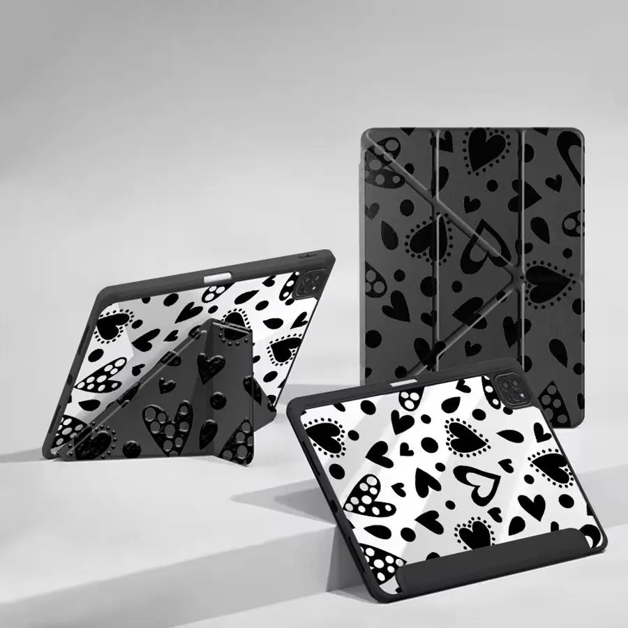 Hearts Pattern Holder Cover Tablet Case For iPad Pro 2025 Mini 6 7 Pro 11 10 9 8 7 th 12.9inch Air 4 5 M3 M2 M4 11inch