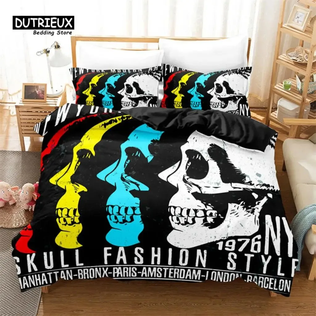 

Gothic Skull Duvet Cover Sugar Skull Bedding Set Horror Theme Comforter Cover Full Twin King For Boys Teen Adults Bedroom Decor