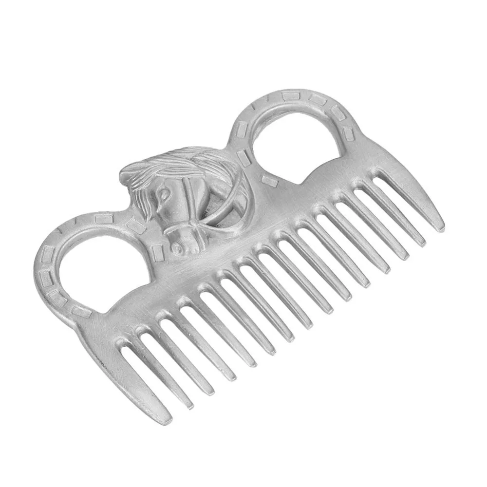 Metal Horse Hair Comb Durable Detangling Horse Mane Comb Pocket-Sized Carved Handle Portable Livestock Comb Livestock Care