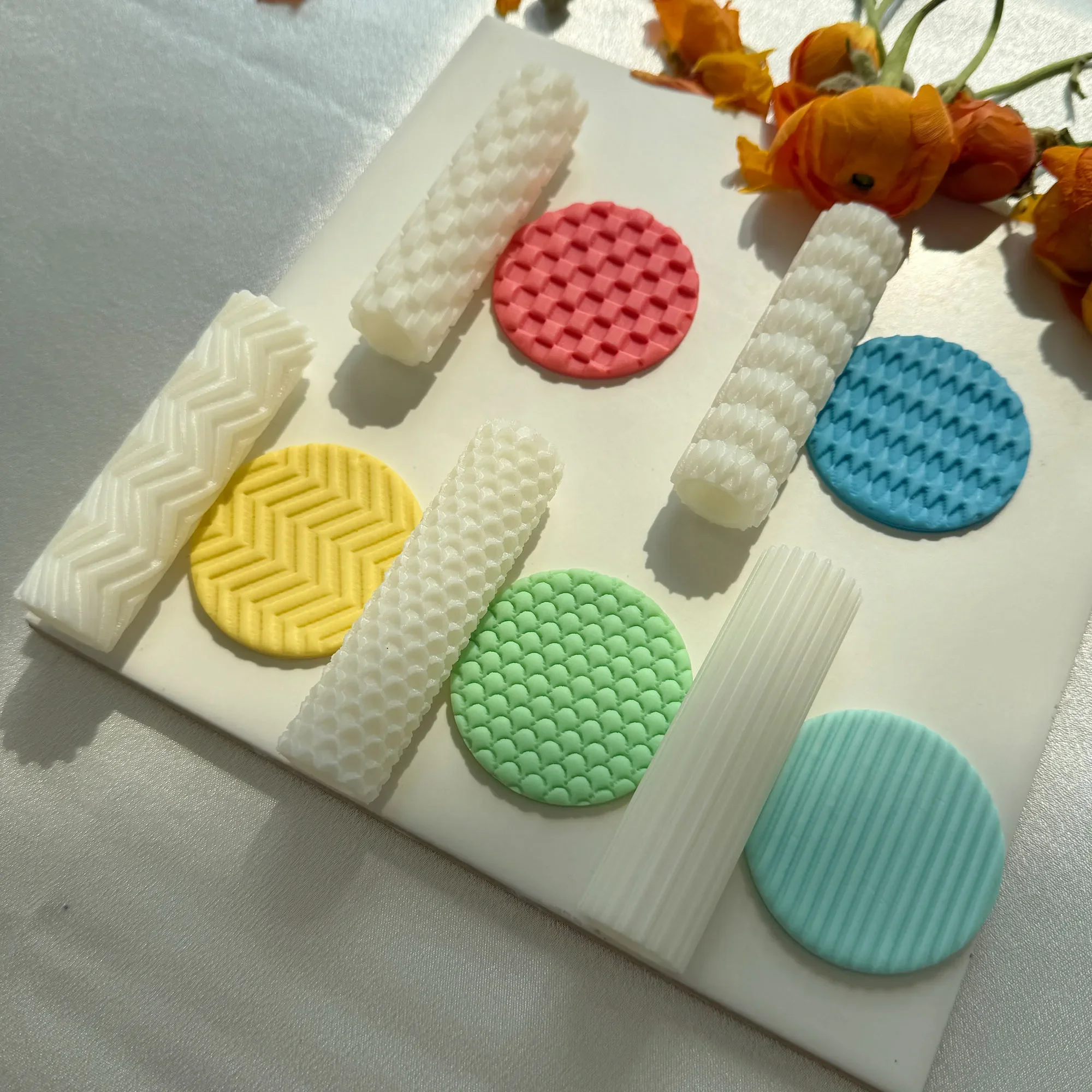 Soft Pottery Earring Polymer Clay Cutter Roller Texture Polymer Clay Seamless Polymer Clay Texture Roller claycutters