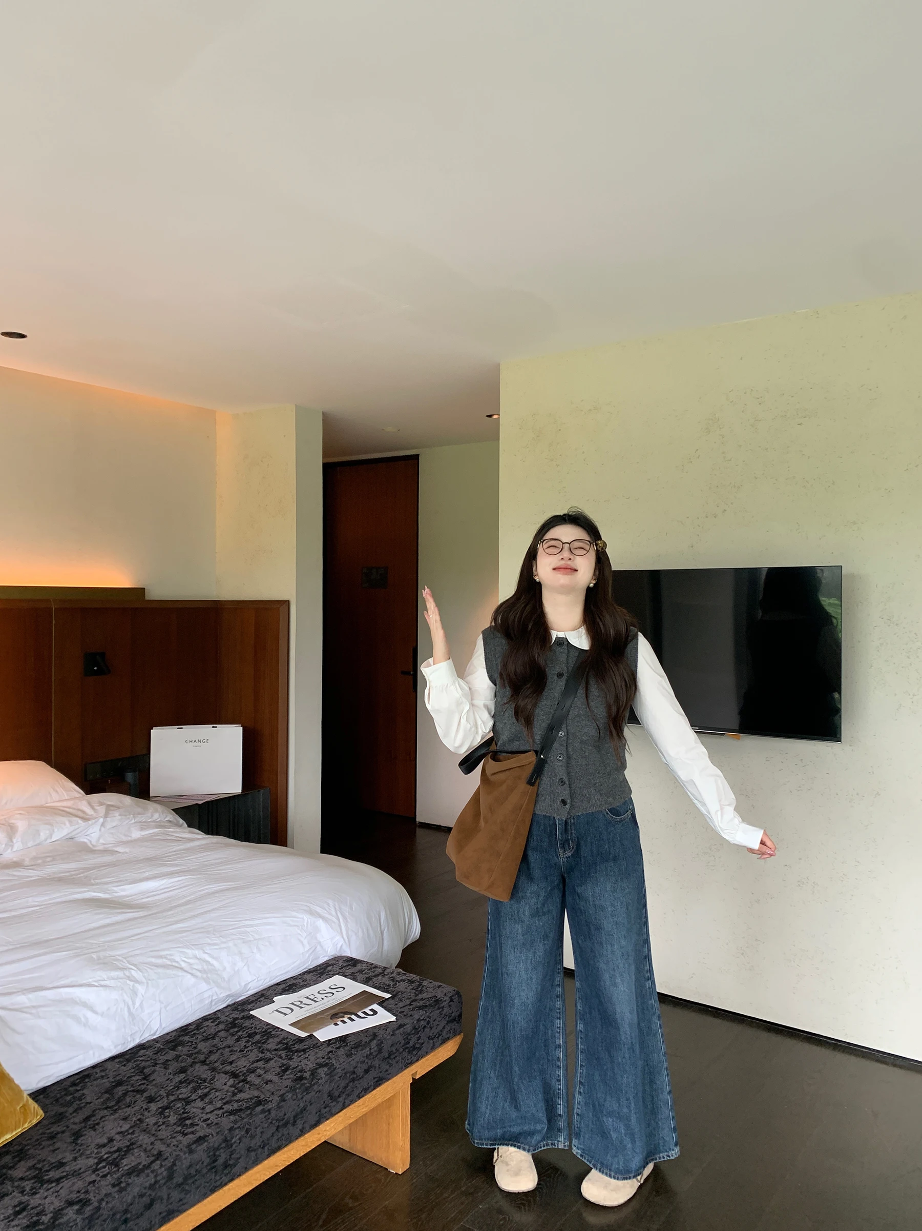 

M5T6 plus Size Knitted Vest Top Layering Commute lectual Sle Clothing round Ne Button Design Polypropylene Wool Blend