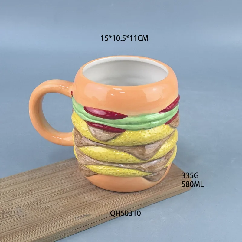 Ice Cream Cake Mugs Hamburger Muffin Cake Sausage Donuts Ceramic Cups 360ml