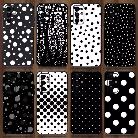 Black And White Polka Dot Phone Case For Samsung Galaxy A13,A21s,A22,A31,A32,A52,A53,A71,A80,A91 Soft Black Cover
