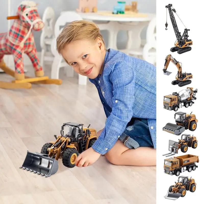 Small Construction Toys Simulation Construction Truck Alloy Models Bulldozers Excavators Forklift Mini Truck Toy For Kids Boys