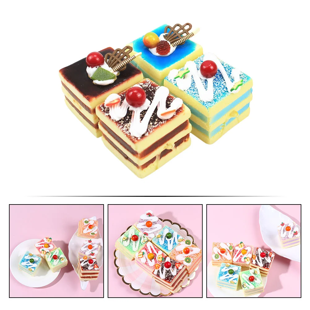 4 PCS Simulated Bread Model Fruitcake Simulation Dessert Pu Decor Delicate Photo Prop