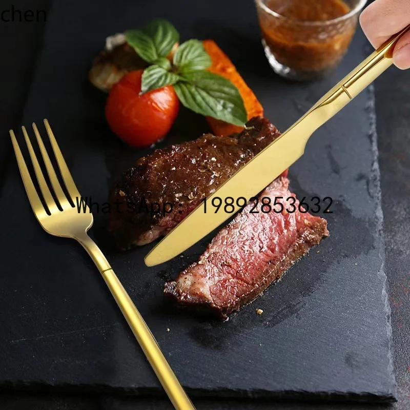 

knight stainless steel cutlery 4-piece 24-piece set - western steak knife, fork, and spoon set