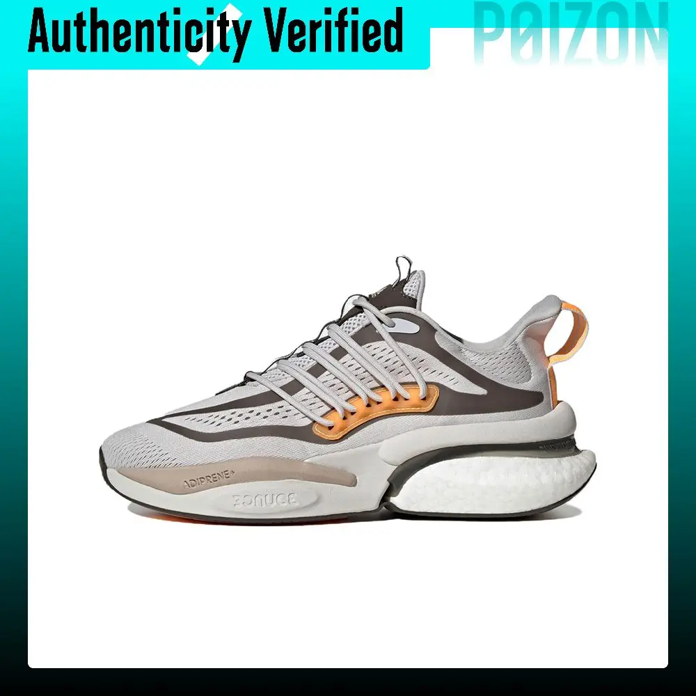 Adidas ALPHABOOST V1 Running Shoes Men's Mid-top Gray/Orange IE9670