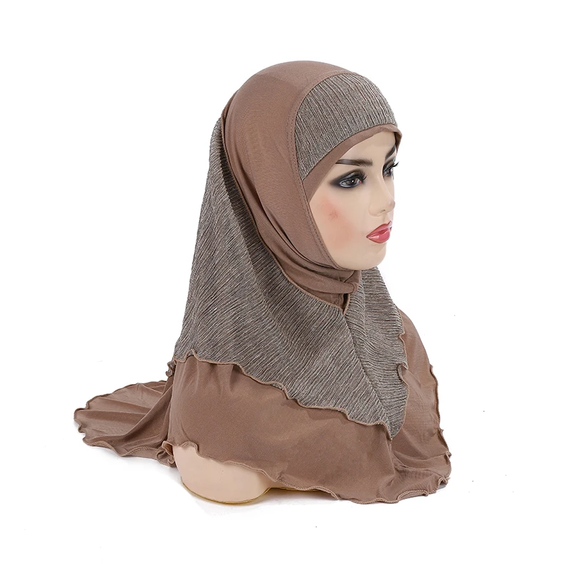 H076 Teenage girls medium size 65*60cm pray hijab muslim hijab scarf islamic headscarf hat amira pull on headwrap