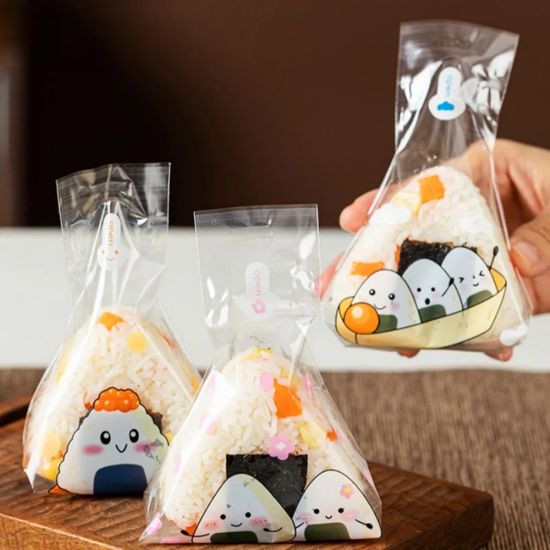 50 Stück/Packung Dreieckige Reisbällchen-Verpackungsbeutel Japanische Algen-Sushi Spezial-Back- und Aufbewahrungsbeutel Niedliche Cartoon-Geschenkbeutel