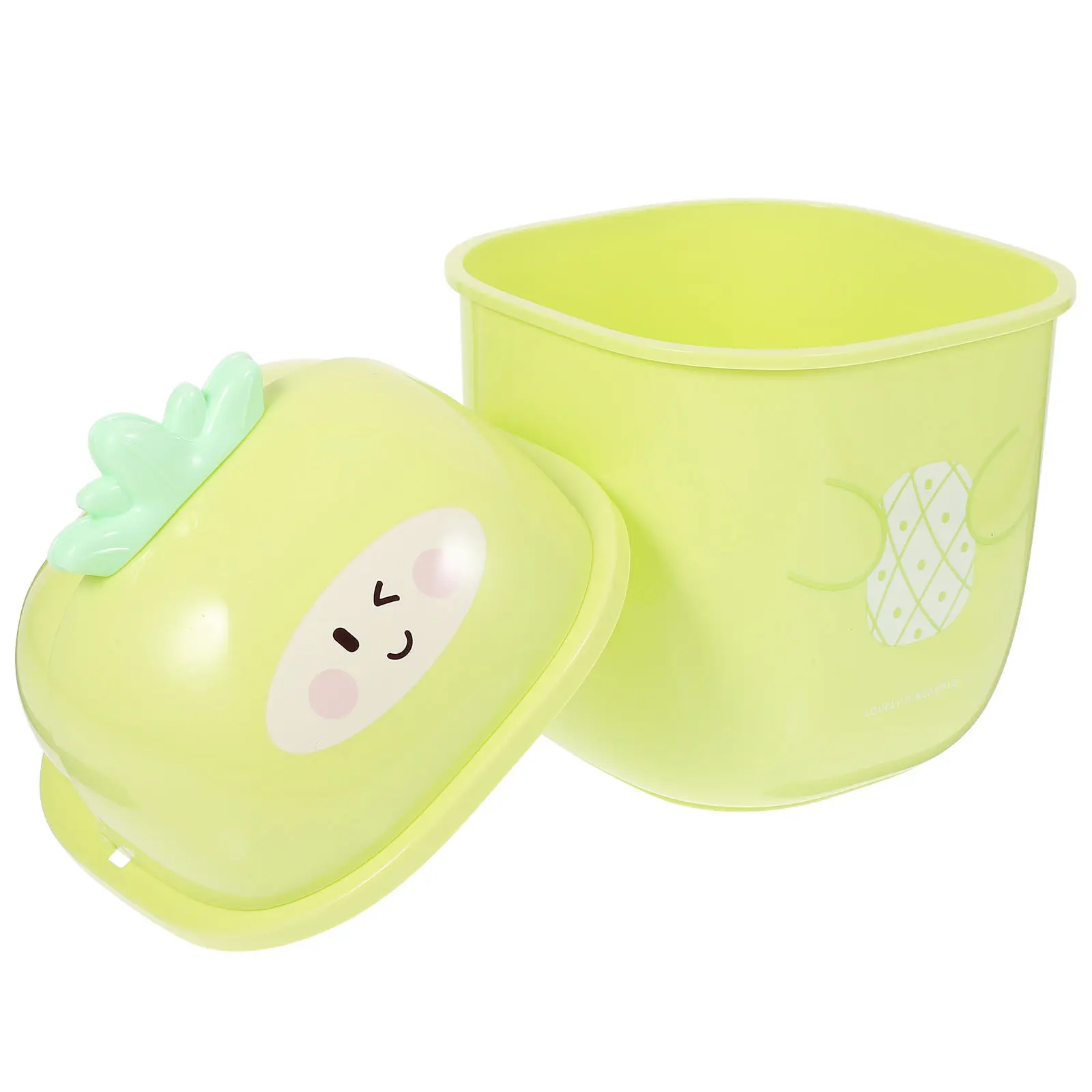 Adorable Pineapple Design Desktop Trash Can Small Plastic Waste Basket with Shake Cover for Desk Countertop Tabletop Office Home
