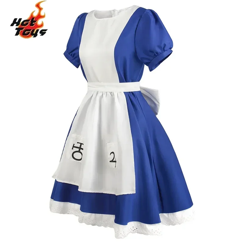 HN8 Game Madness Returns Alice Cosplay Costume Anime Alice Madness Returns Cosplay Maid Apron Dress for Women Girls Hallowee8…Gf