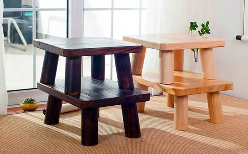 Japanese Style Roasted Paulownia Floating Window Tea Table, Solid Wood Tatami Windowsill Table, Square Coffee Table on The Bed