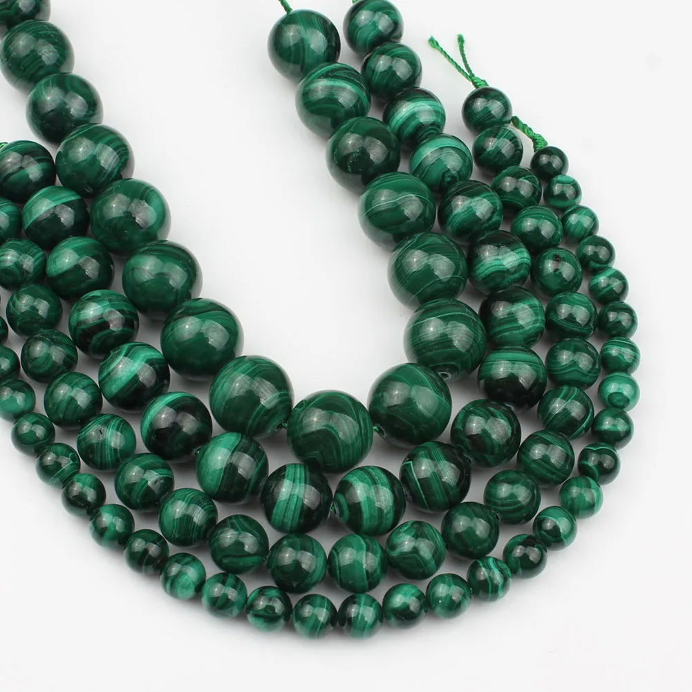 Image 7: Perles rondes en pierre naturelle Malachite AAA, amples, adaptées au bracelet, collier, couture, pour la fabrication de bijoux, 6, 8, 10, 12 mm, 7.5 pouces